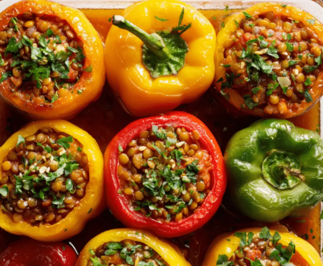 Stuffed Bell Peppers with Spiced Lentils