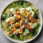 Grilled Halloumi & Couscous Bowl with Lemon Tahini Drizzle