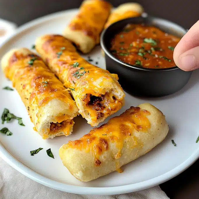 Easy Cheesy Taco Breadsticks with Dipping Sauce