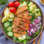Grilled Salmon Power Bowl with Veggies & Lemon 3 Grilled Salmon Power Bowl with Veggies & Lemon