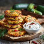 Crispy Zucchini Fritters with Herbed Yogurt Dip 3 Crispy Zucchini Fritters with Herbed Yogurt Dip