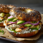 Grilled Chicken & Avocado Bagel Sandwich 3 Grilled Chicken & Avocado Bagel Sandwich