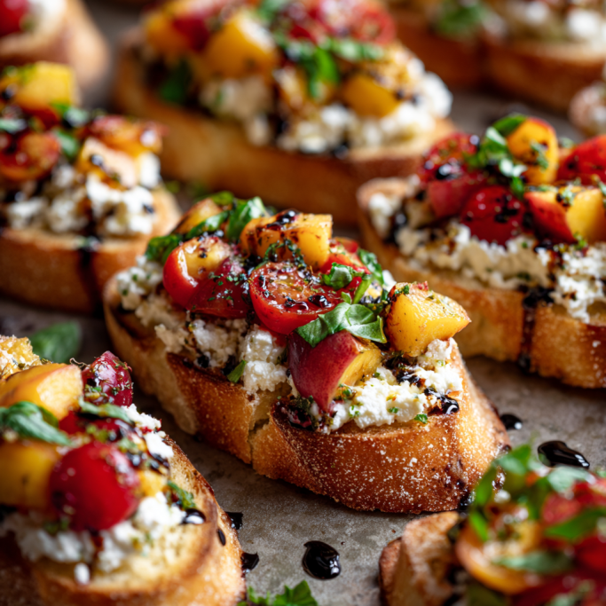 Peach and Tomato Bruschetta with Ricotta