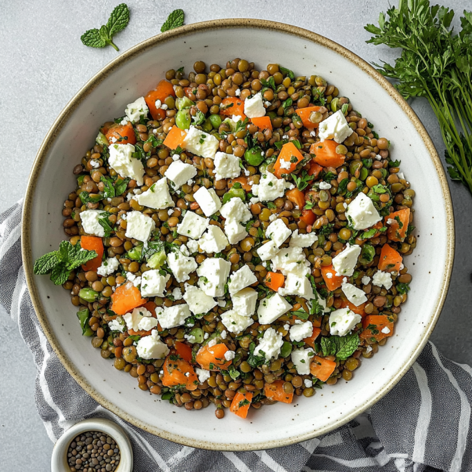 Mediterranean Lentil Salad with Feta and Herbs