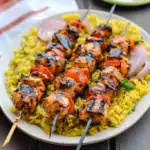 Grilled Chicken Kebabs with Rice Pilaf