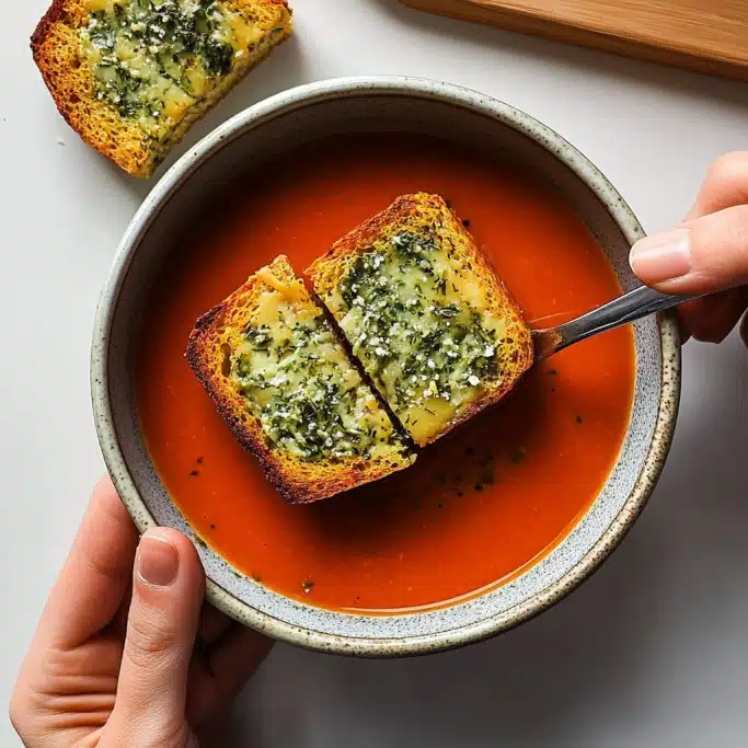Creamy Tomato Soup with Garlic Herb Toast