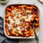Cheesy Baked Rigatoni with Tomato Sauce and Mozzarella