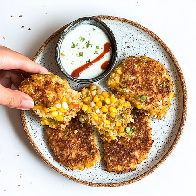 Crispy Corn and Vegetable Fritters with Dipping Sauce