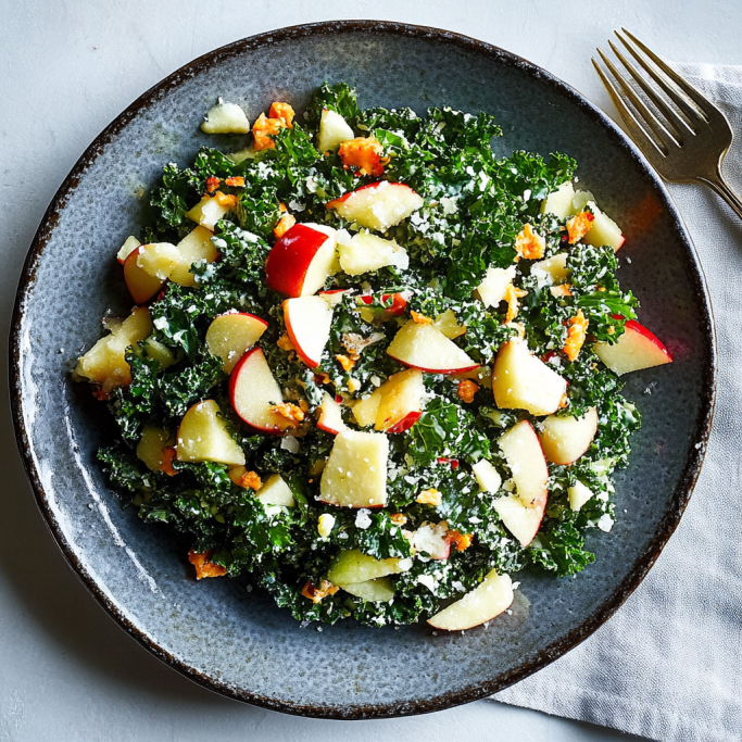 Kale and Apple Salad with Cheddar and Pecans