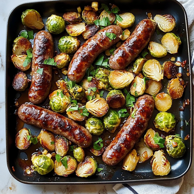Sheet Pan Sausage and Brussels Sprouts Dinner