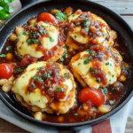 Skillet Chicken with Roasted Tomatoes and Mozzarella
