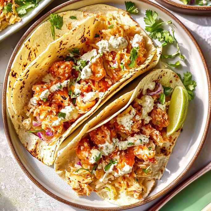 Spicy Shrimp Tacos with Cilantro Lime Slaw
