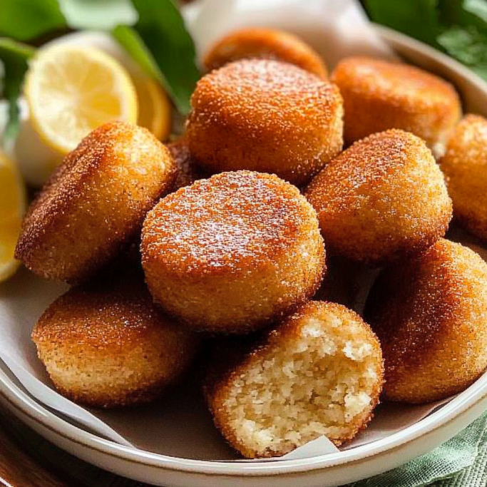 Lemon Sugar-Coated Ricotta Donuts