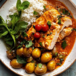 Chicken Breast Simmered with Potatoes and Tomato Sauce 3 Chicken Breast Simmered with Potatoes and Tomato Sauce