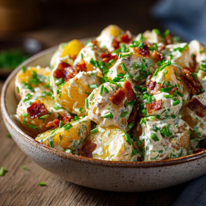 Creamy Potato Salad with Bacon and Chives