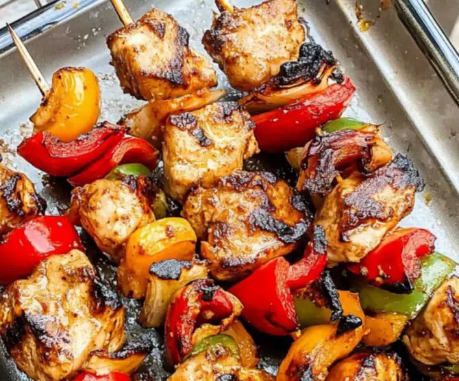Grilled Chicken Kebabs with Rice Pilaf