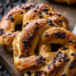 Chocolate Chip Pretzels (First Image: Pretzel‑shaped pastry with chocolate chips)