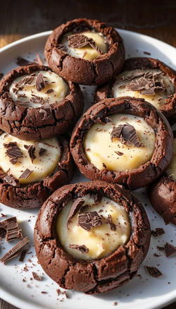 Chocolate Cream-Filled Thumbprint Cookies