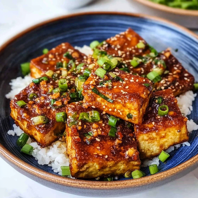 Crispy Tofu with Spicy Garlic Sauce over Rice