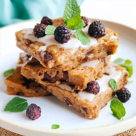 Blackberry Blondies with Vanilla Glaze