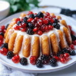 Vanilla Cream Bundt Cake with Berries & Glaze