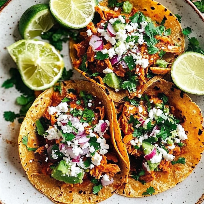 Chicken Tacos with Avocado and Cotija Cheese