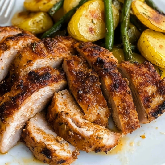 Grilled Chicken with Potatoes and Green Beans