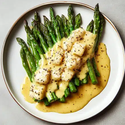 Asparagus with Lemon Butter Sauce and Seared Scallops