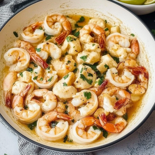 Garlic Butter Shrimp with Cauliflower
