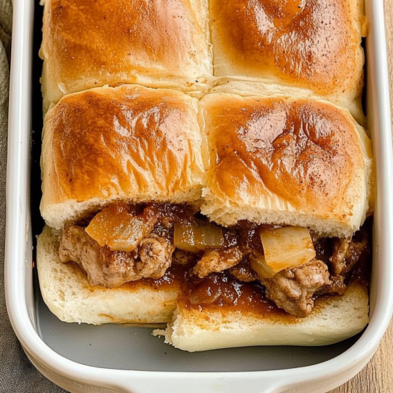 Baked BBQ Beef and Onion Sliders