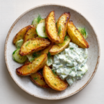 Crispy Golden Potato Wedges with Creamy Cucumber Sauce 3 Crispy Golden Potato Wedges with Creamy Cucumber Sauce