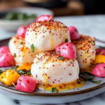 Spicy Mango and Pickled Radish Rice Bites with Tangy Mustard Seeds