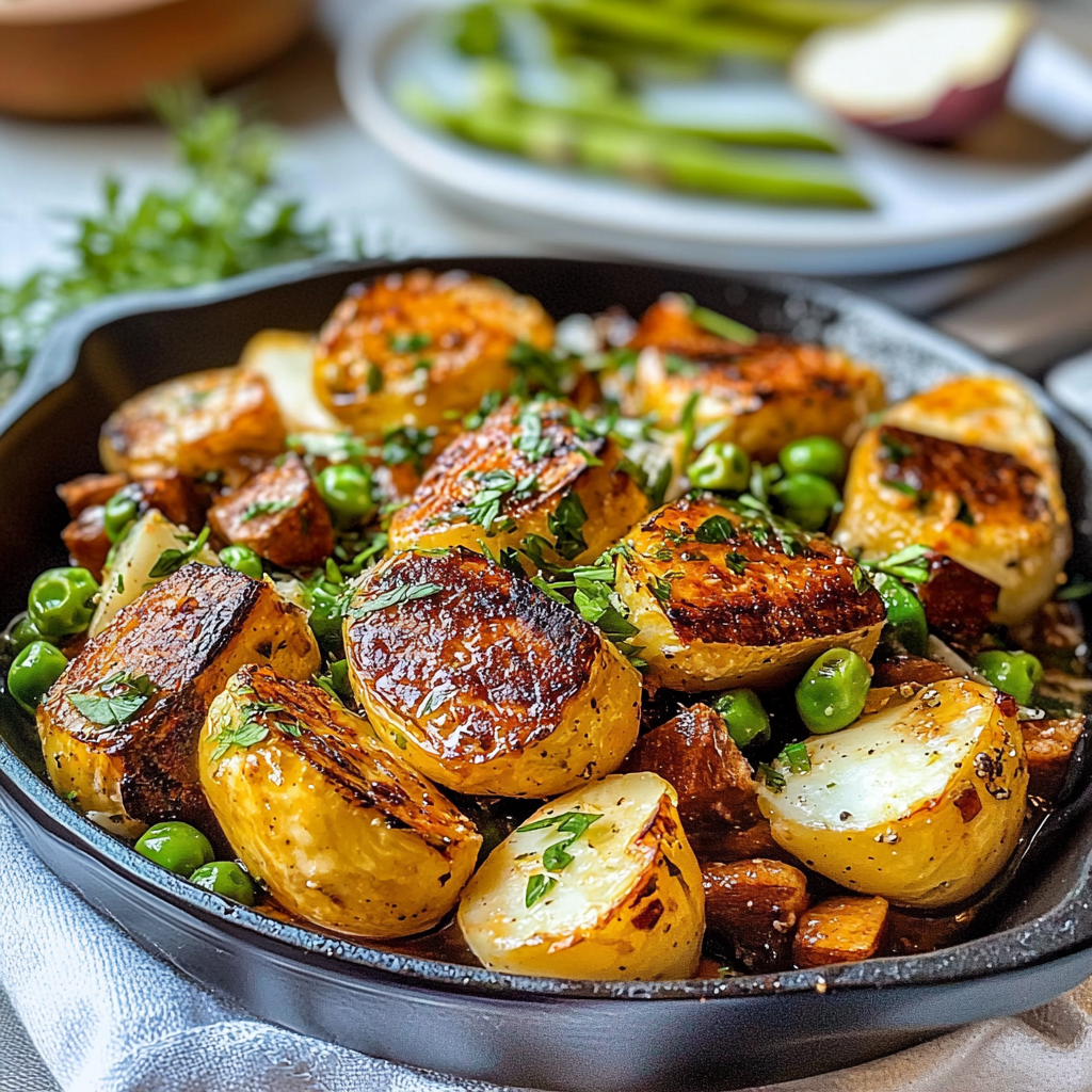 Crispy Skillet Potatoes with Peas and Fresh Herbs – A Rustic Side Dish That’s Crispy, Flavorful, and Perfect for Any Dinner Table 2 Crispy Skillet Potatoes with Peas and Fresh Herbs – A Rustic Side Dish That’s Crispy, Flavorful, and Perfect for Any Dinner Table