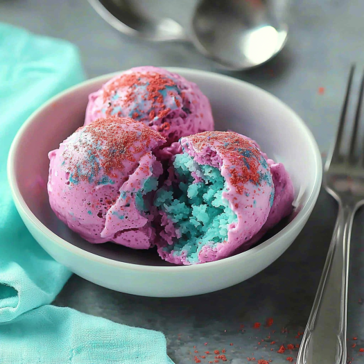 Galaxy Coconut Ice Cream Balls: A Colorful Frozen Treat with a Surprise Blue Coconut Center and Sweet Berry‑Flavored Shell