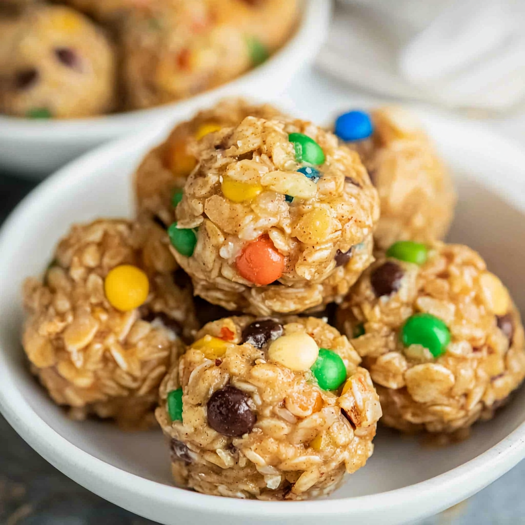 Peanut Butter Oat Energy Bites with M&Ms