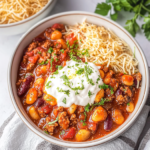 Hearty Gnocchi Chili with Cheese and Sour Cream 3 Hearty Gnocchi Chili with Cheese and Sour Cream