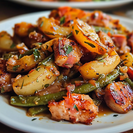 Smoky Sausage and Potato Stir-Fry with Green Beans and Peppers