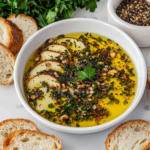 Herb and Garlic Olive Oil Dip with Bread Rounds