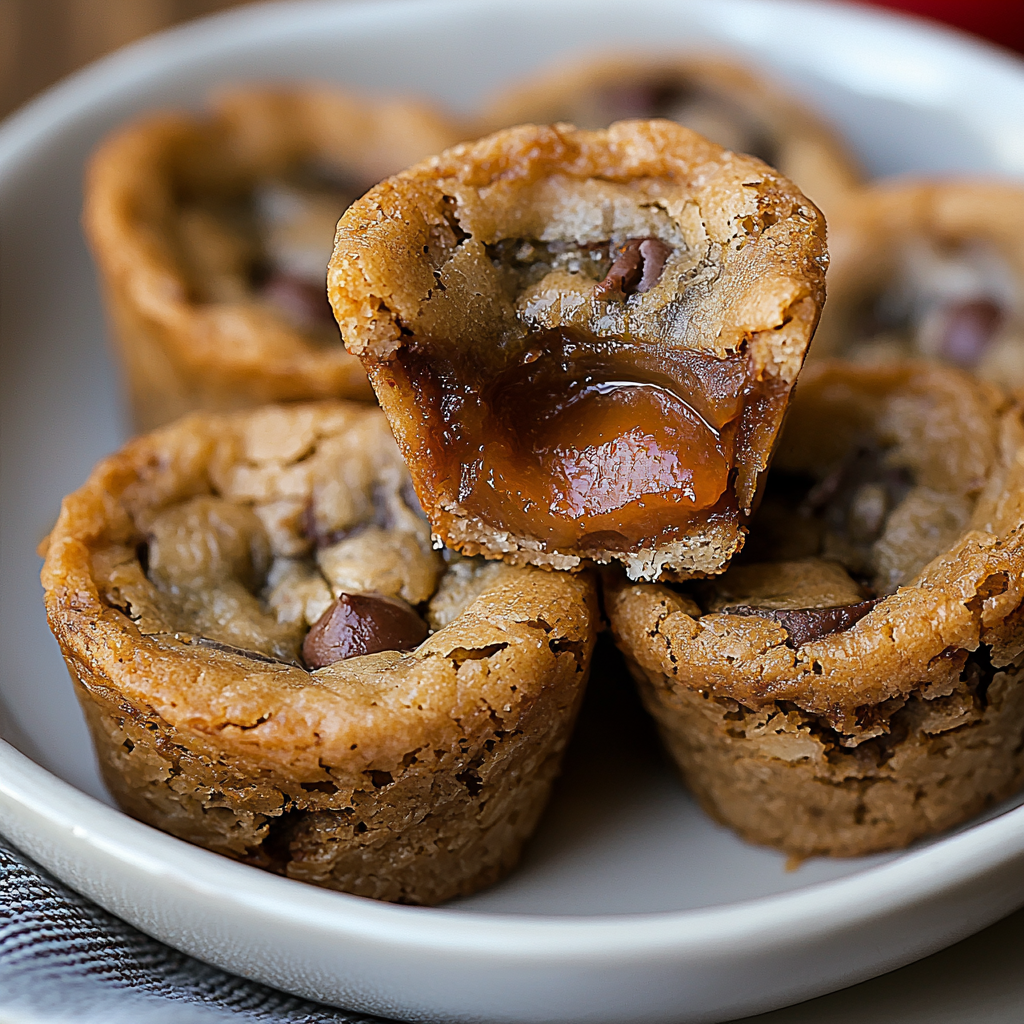 Gooey Caramel-Stuffed Cookie Cups