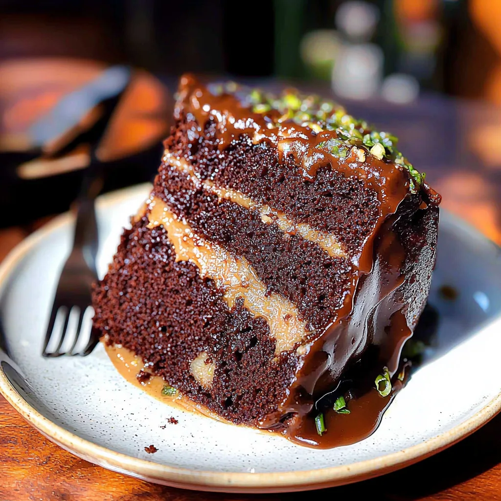 Triple Chocolate Layer Cake with Salted Caramel