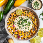 Mexican Street Corn Dip with Lime Crema 3 Mexican Street Corn Dip with Lime Crema