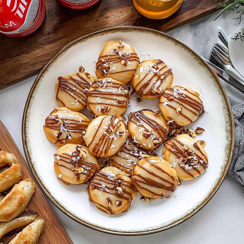 Salted Caramel Shortbread Bites with Chocolate Drizzle