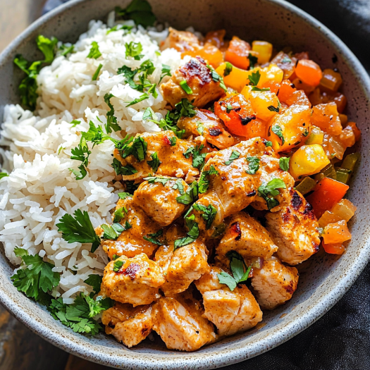 Creamy Spiced Chicken Rice Bowl