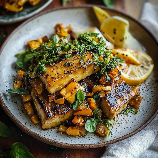 Glazed Tofu with Herbs