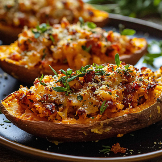 Twice-Baked Sweet Potatoes with Savory Filling