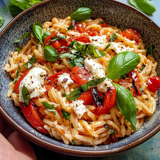 Roasted Tomato and Burrata Orzo