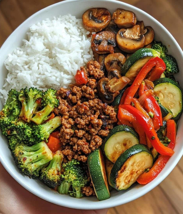Ground Beef Veggie Rice Bowl