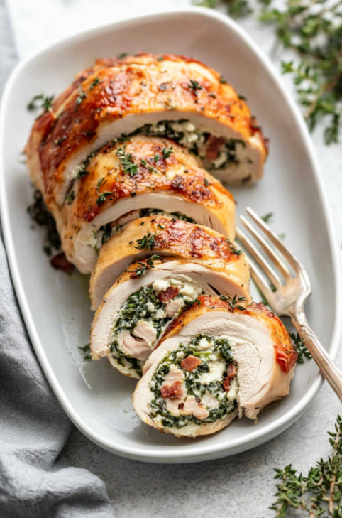 Stuffed Spinach and Cheese Chicken Roll
