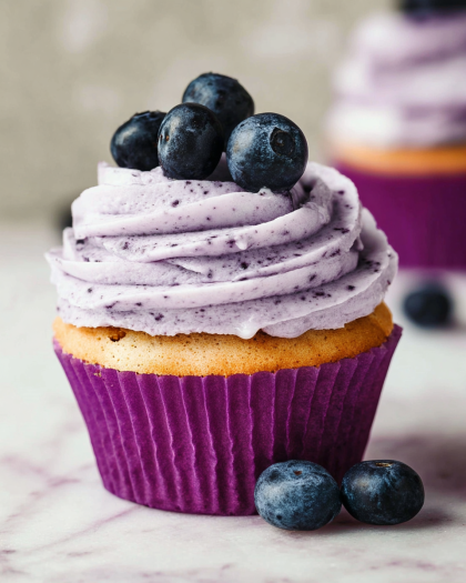 Blueberry Cupcakes with Whipped Frosting