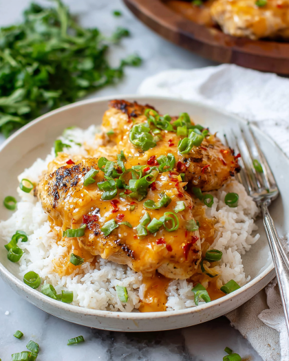 Honey Garlic Chicken over Rice